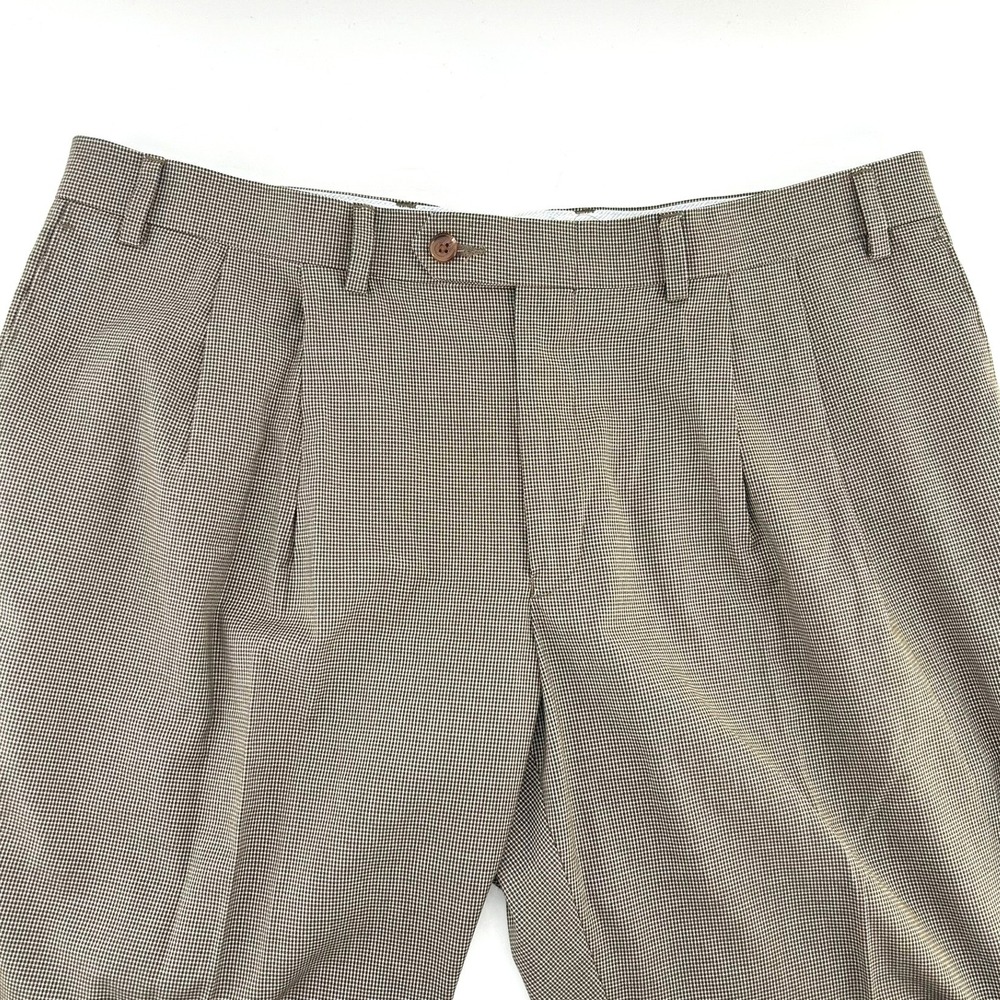 RALPH Ralph Lauren Mens Pleated Micro Check Dress Pants Brown 38x29 Cuffed Leg